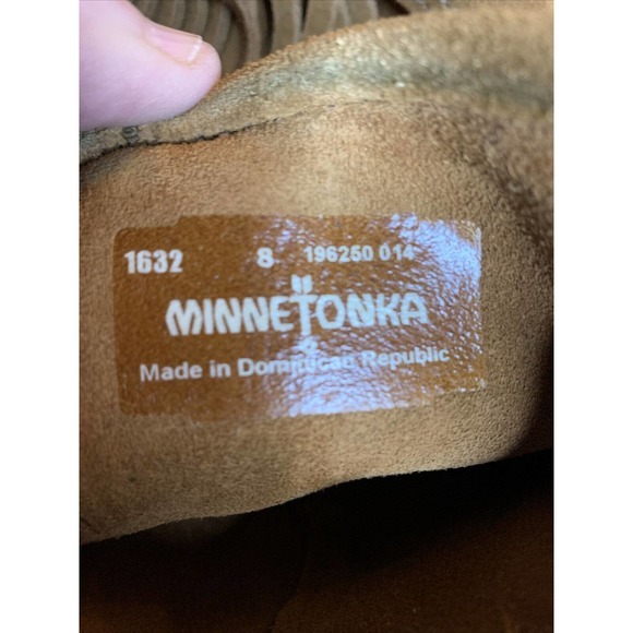 Moccasin Boots Minnetonka Brown Suede Layered Fringe Size 8 MINT!! - Picture 6 of 9